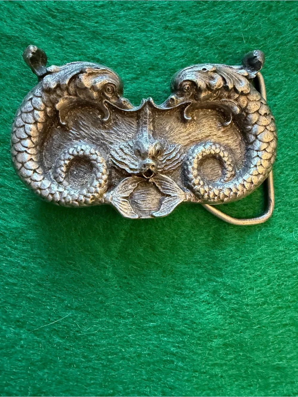 Vintage Bergamont Brass Works “Mythical Creatures” Belt Buckle, Pewter